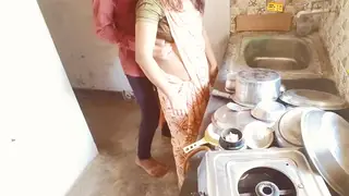 Asian Maid Rides Her Boss on Kitchen Counter in Uniform