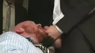 Mature Businessmen Swap Oral Loads in Group Session