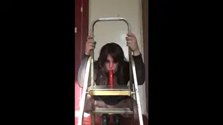 Crossdressing Femboy Takes Toy Deep in First Throat Attempt