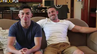 Muscular Latino Daddy Guides College Student Through First Time