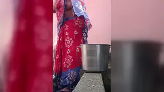 BBW Indian Teen Masturbates Outdoors in Bathroom