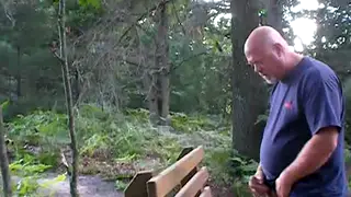 Mature Daddy Shoots Load in Backyard