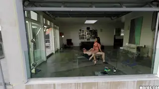 Busty Brunette MILF Enjoys Drone-Filmed Outdoor Blowjob