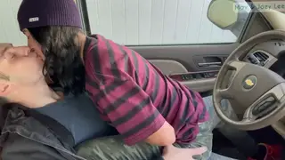 Busty MILF Takes Creampie in Driver's Seat