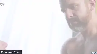 Hairy Muscular Bears Share Threesome Blowjob Action