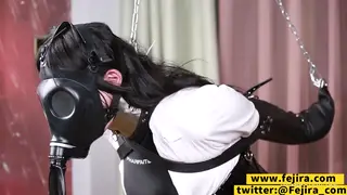 Japanese BBW Dominates in Latex Bondage Cosplay