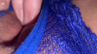 Curvy Latina Teases Wet Folds in Blue Lingerie POV