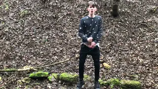 European Twink Strokes His Big Cock in the Snow