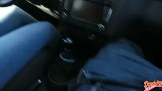 Blonde Gives Roadside Handjob to Older Man