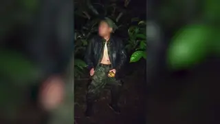 Thai Soldier Strokes to Cumshot Then Pisses Outdoors