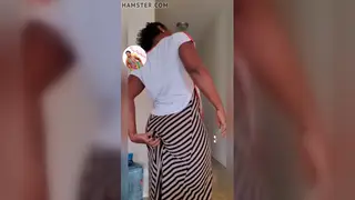 Ebony BBW Teases With a Slow Wedgie Reveal