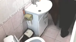 Blonde MILF Strokes Neighbor to Creampie in Bathroom