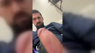 Muscular Latino Daddy Strokes to a Cumshot in the Bathroom
