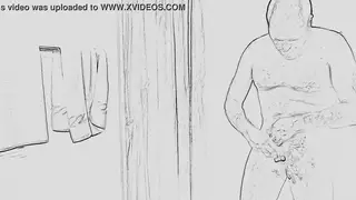 Hairy Bear Shaves And Strokes In Outdoor Shower