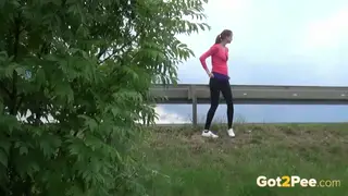 European Teen Squats and Pisses in Public View
