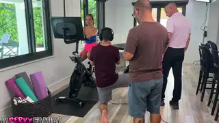 Petite Blonde Enjoys Gym Massage and POV Blowjob