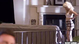 Blonde First-Timer Rides Older Lover In Lingerie