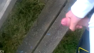 Guy Ejaculates Outdoors in a Public Park