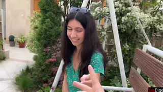 European Brunette Takes Facial Then Walks Public Streets Covered