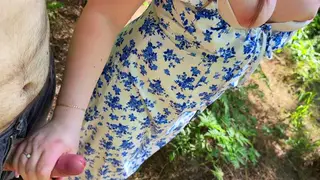 Stranger Catches Public Handjob and Finishes Him