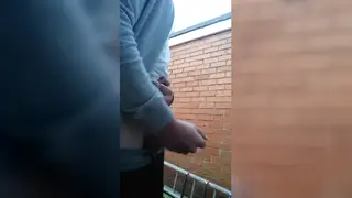 Guy Strokes Hard Behind Bar for Risky Public Finish