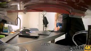 Blonde European MILF Auditions for Loan Agent at Desk