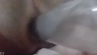 Solo Guy Stretches His Hole with a Glass Bottle