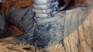 European Leather Couple Grinds in Muddy Bulge Play