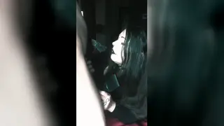 Goth Teen in Cosplay Delivers Sloppy Blowjob Finish