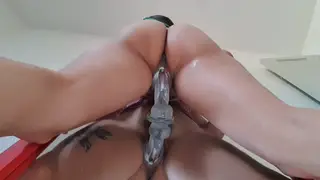 Teen Latina Masturbates With Dildo in Mirror
