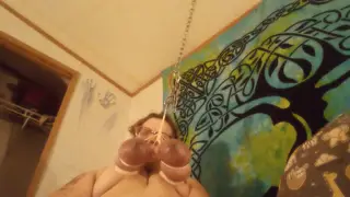 Bound BBW Brunette Endures Nipple Torment in Solo BDSM Session