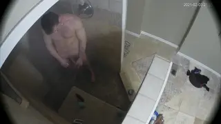 Tattooed Hunk Shows Feet and Body in Shower