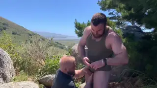 Hairy Bear Couple Fucks Bareback Outdoors to Creampie