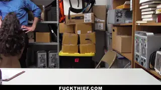Teen Shoplifter Sucks Officer in Backroom POV