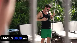 Muscular Stepdad Leads Bareback Gangbang with Twink