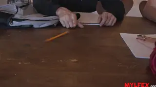 Asian MILF Teacher Takes Anal Threesome at Desk