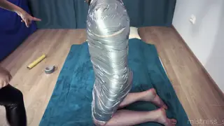 European Sub Wrapped in Duct Tape for First Mummification Session