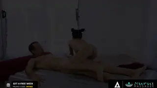 Masseuse Gives Blowjob Then Rides Hard in Doggystyle
