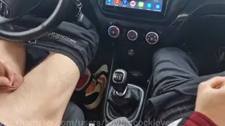 Slim European Twink Jerks Off in Taxi with Stranger Driver