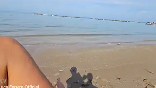 Busty Couple Enjoys Beach Blowjob and Doggystyle
