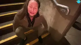 Busty MILF Wife Humiliated Outdoors by Stranger in Public