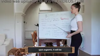 Teacher Demonstrates Doggystyle Technique on Classroom Desk