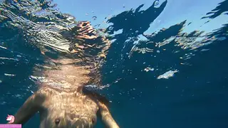 Petite European Nude Swims and Teases Underwater