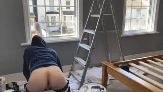 Uniformed Handyman Beats His Meat on the Job Site