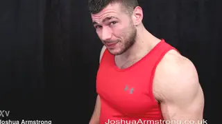 Oiled Muscle Hunk Flexes While Stroking His Cock