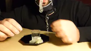 Submissive Guy Swallows Two Loads from Used Condoms