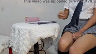 Teen in Mini Skirt Teases Pussy During Private Session