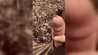 Solo Hiker Strokes to a Big Load in the Woods