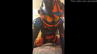 Uniformed Rider Explores Anal Pleasure Solo