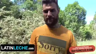 Bearded Latino Hunk Rides Stranger Outside